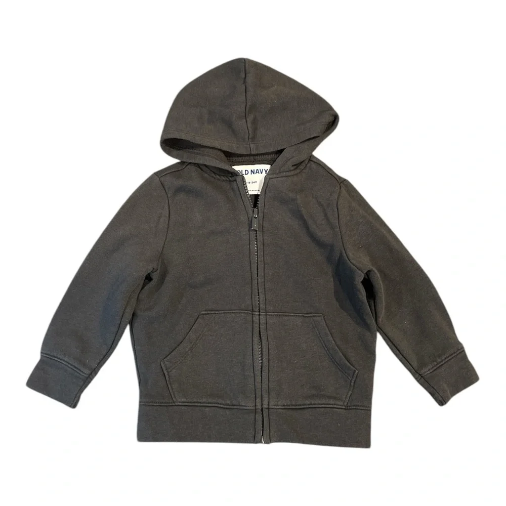 Old Navy Unisex Toddler Zip-Front Gray Hoodie &‎ Short Set, Size 18-24 months